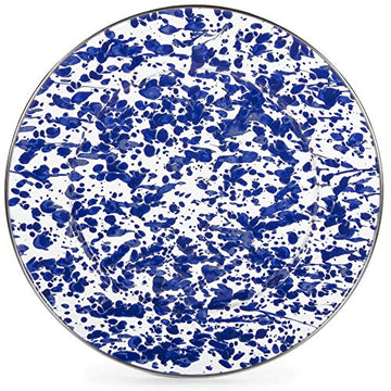 Cobalt Blue Swirl Enamelware Dinner Plate, 10.5", Set of 4
